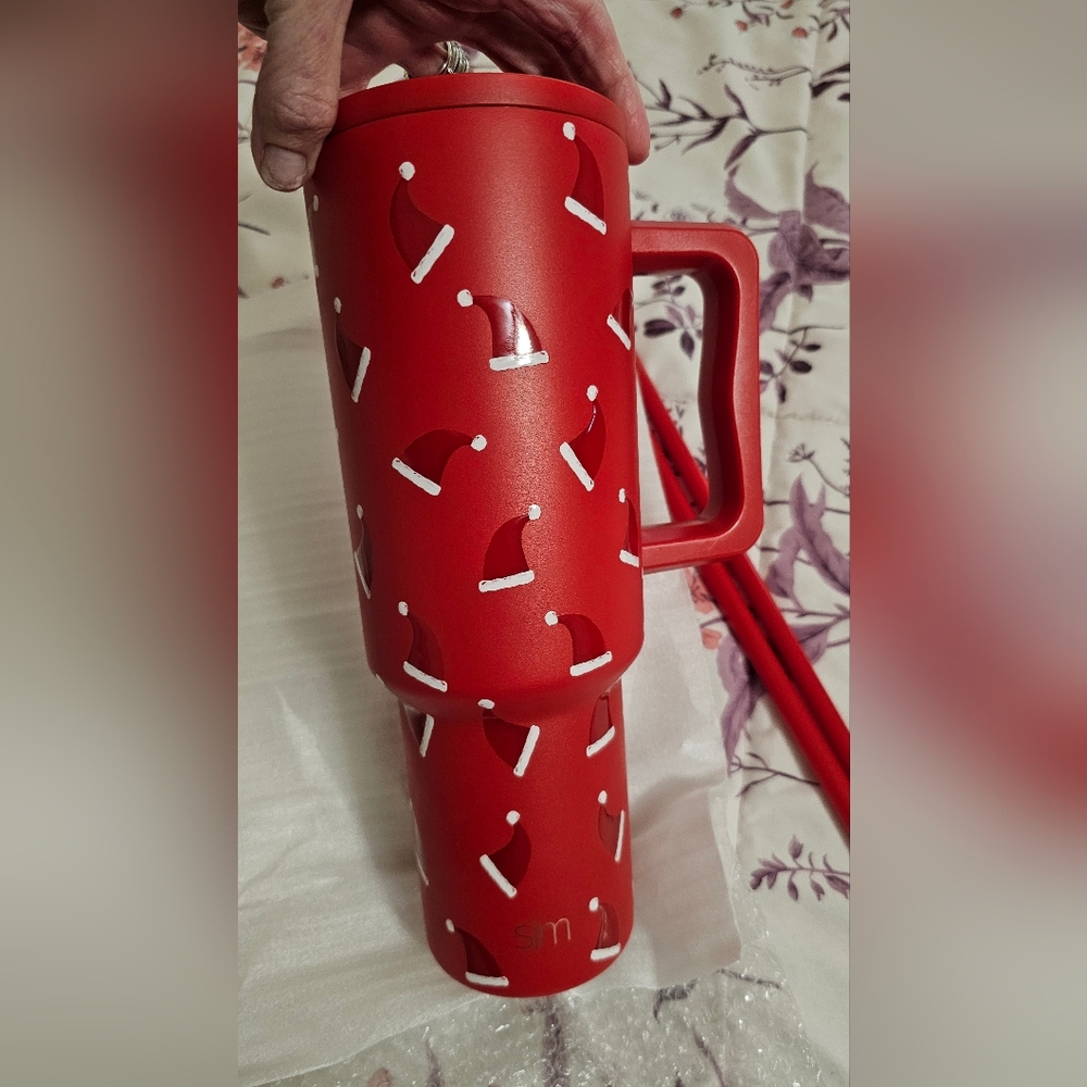 Simple Modern 40 oz Trek Red Santa Hat Holiday Tumbler